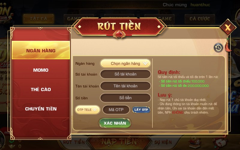 Lưu ý để rút tiền SONCLUB diễn ra an toàn